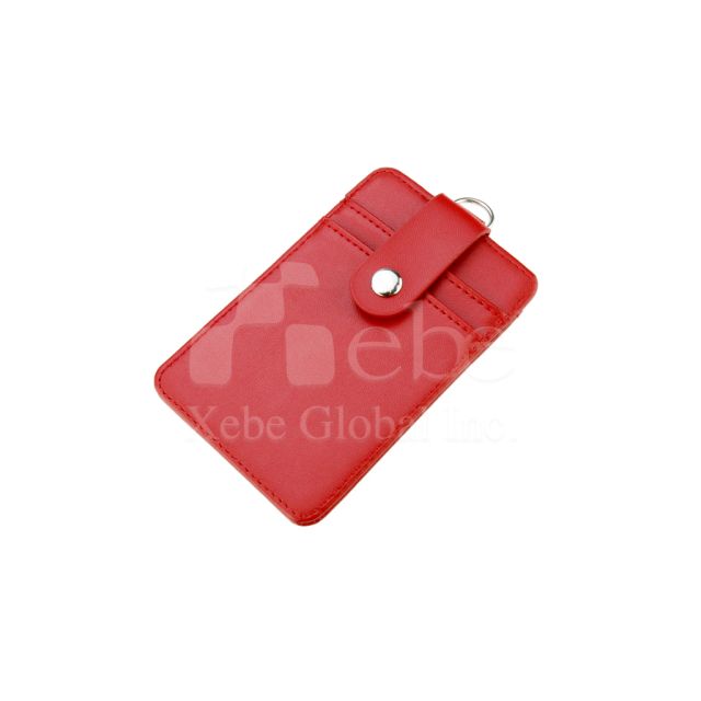 red leather customized buckle card holder