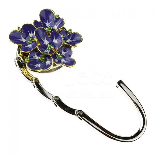 Purple flowers metal purse hook Personal gifts