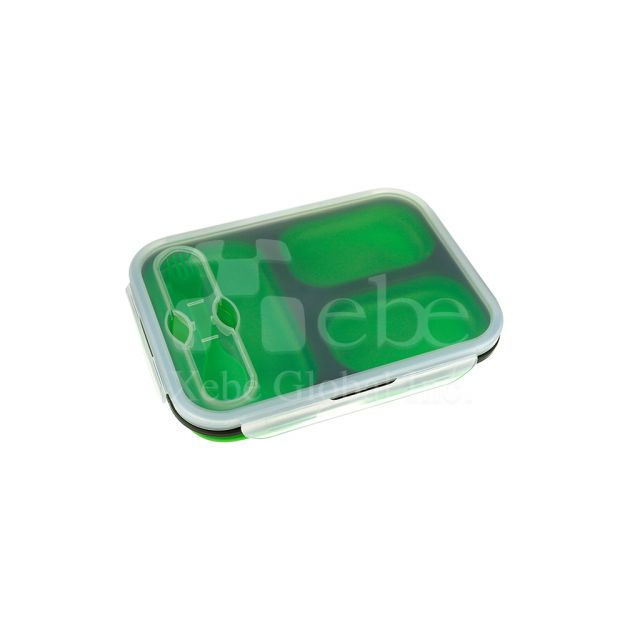 Custom green three-compartment plastic customized lunch box