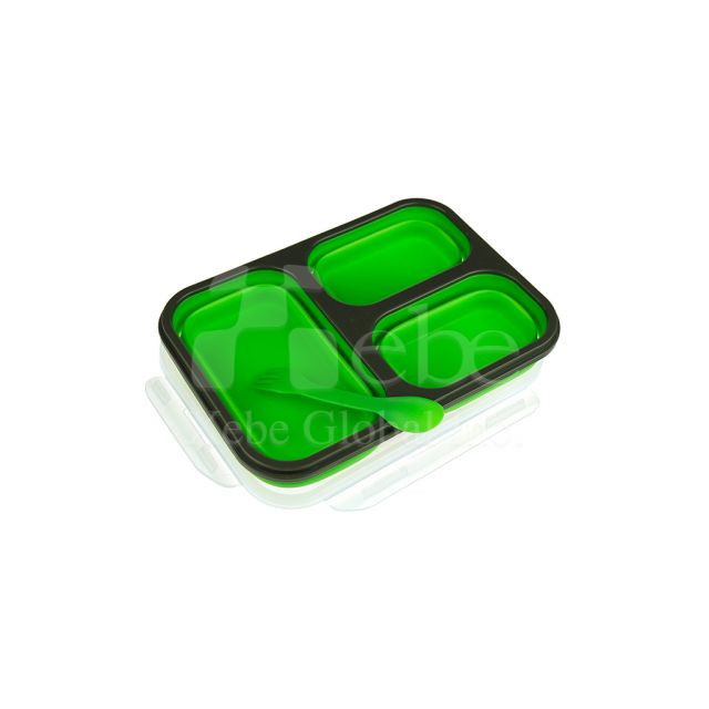 Custom green three-compartment plastic customized lunch box