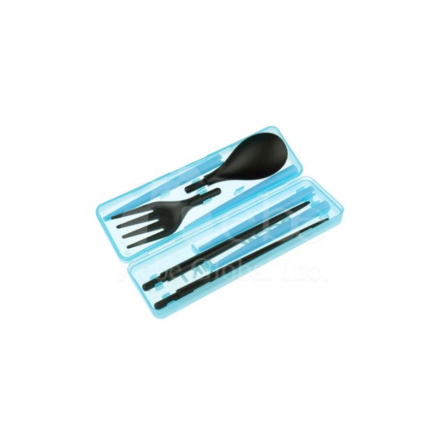 Blue plastic eco-friendly cutlery set