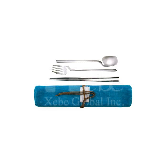 3-pack stainless steel eco-friendly cutlery bag
