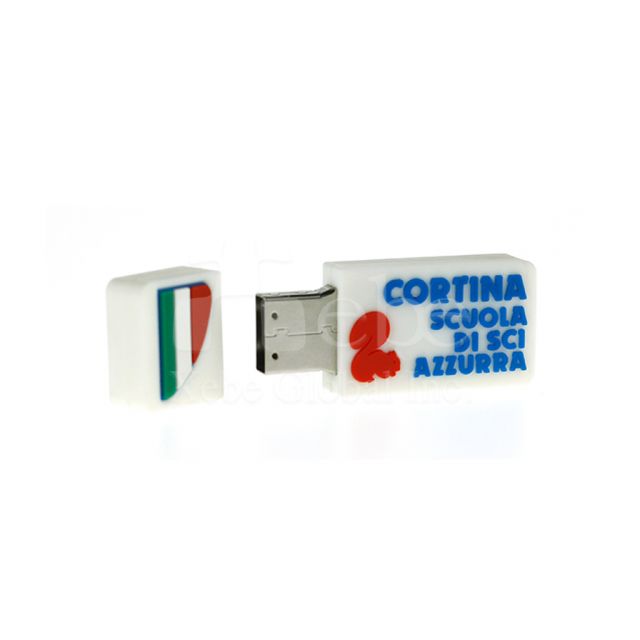 Closeup open custom logo USB