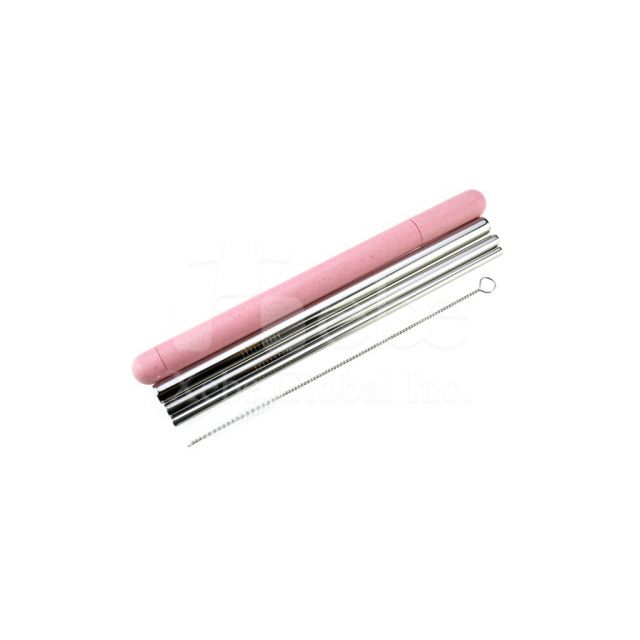Pink tone wheat stalk metal straws eco friendly flatware