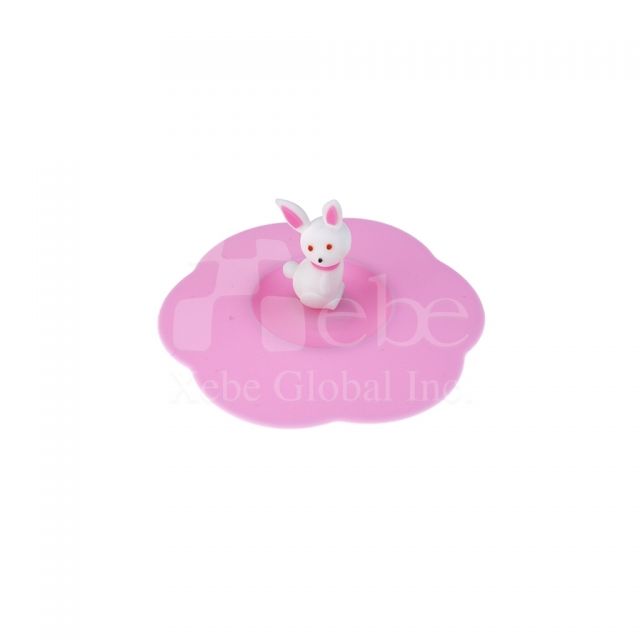 Pink little rabbit shape custom cup cover