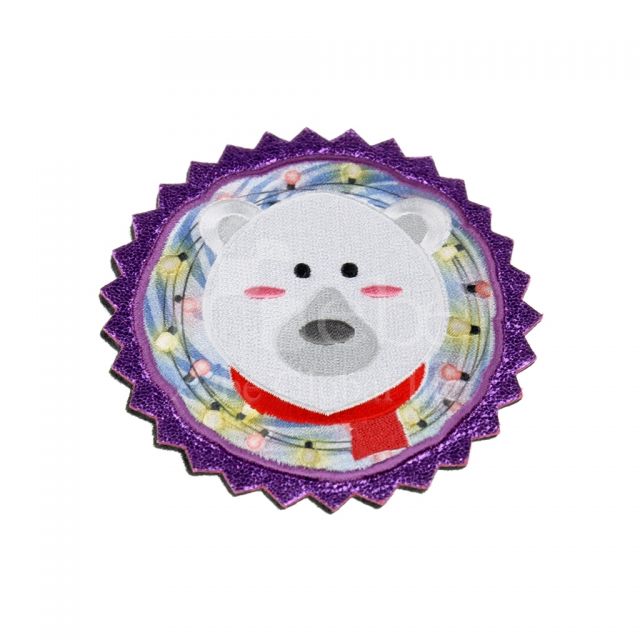White bear embroidery custom coasters custom gifts