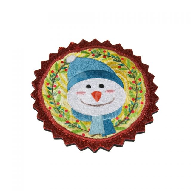 Snowman embroidery custom coasters christmas gifts