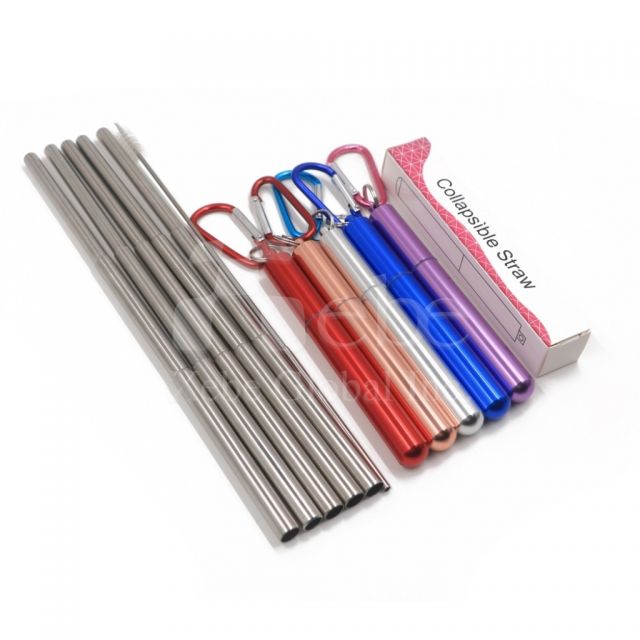 Collapsible stainless steel metal straw collapsible metal straw 