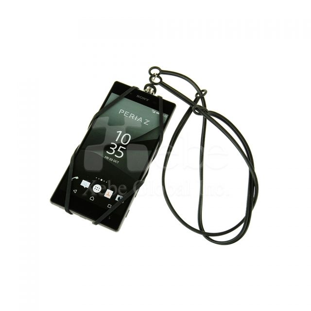 Multifunction silicone neck lanyard phone strap Custom silicone phone strap card holder 