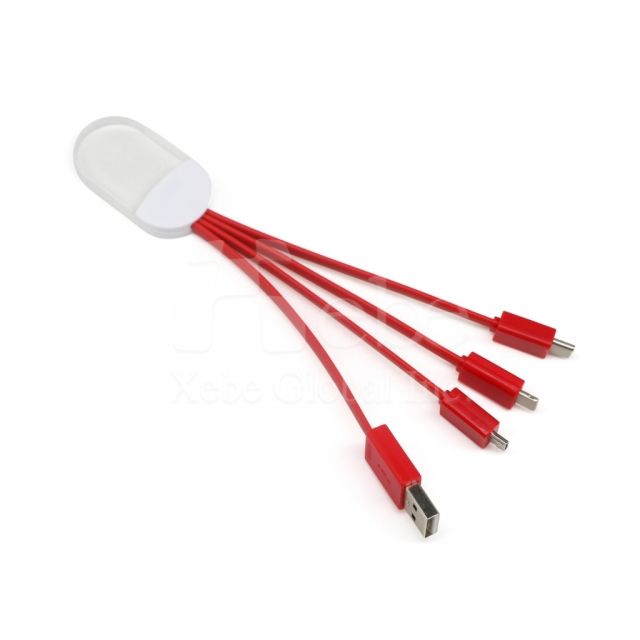 Custom 4 in 1 Logo glowing USB charging cable 