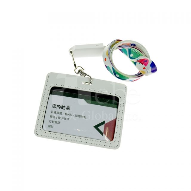 Custom white PU leather ID card holder