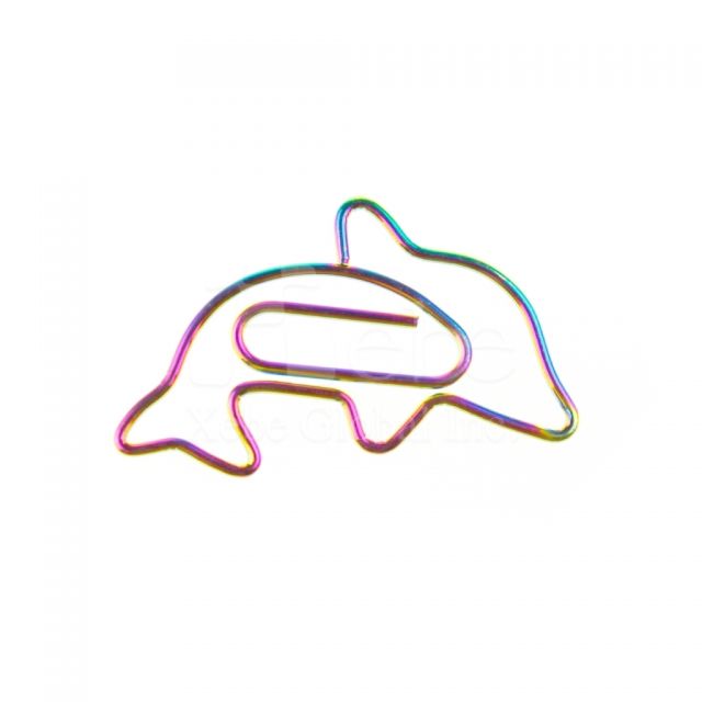 Rainbow color dolphin shaped paperclip