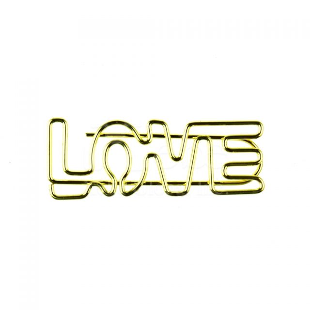 Love word golden paperclip 