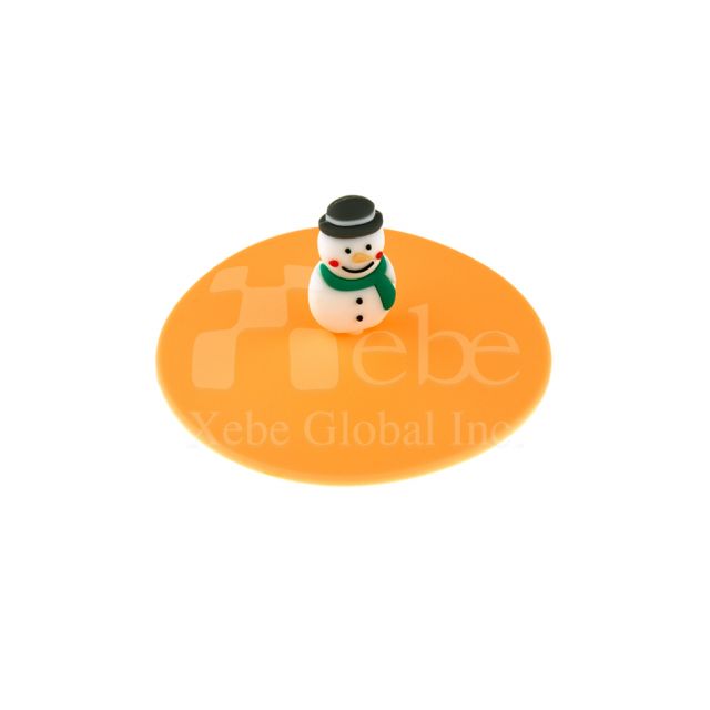 Fat Cute Snowman Leakproof Cup Lid