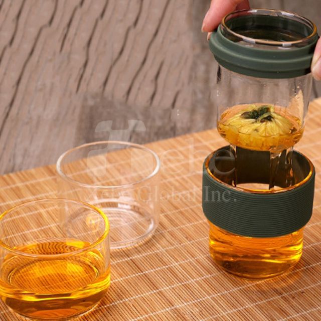 Customized LOGO glass tea cup