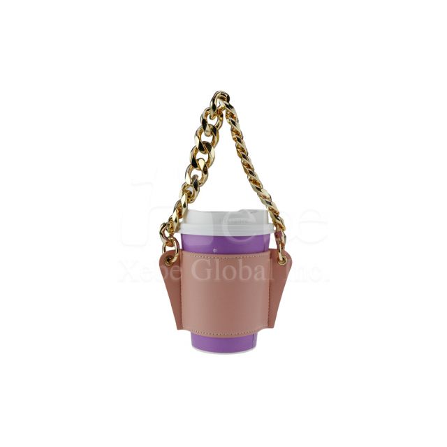Dusty rose pink gold chain style cup sleeve bag