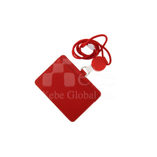 Red custom flexible lanyard badge holder