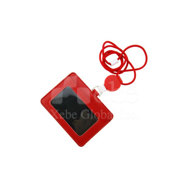 Red custom flexible lanyard badge holder