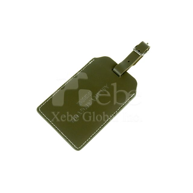 Green color leather luggage tag
