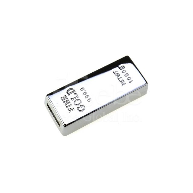 Silver bullion bar metal USB disk