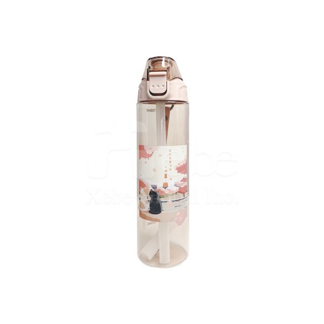 personalized large capacity water bottle with straw