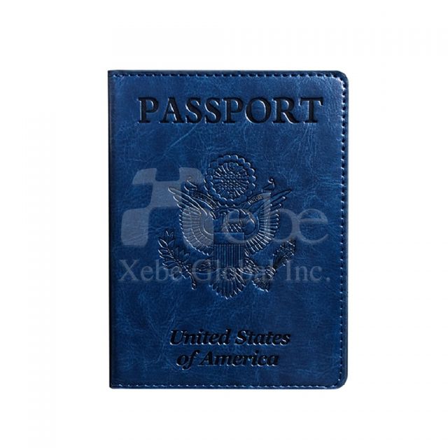 high quality dark blue customized passport holder