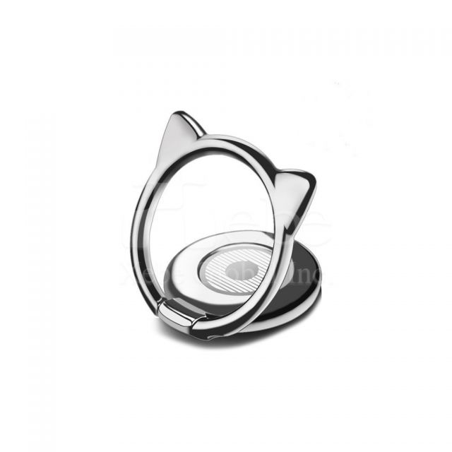 custom silver cat ear silver phone ring stand