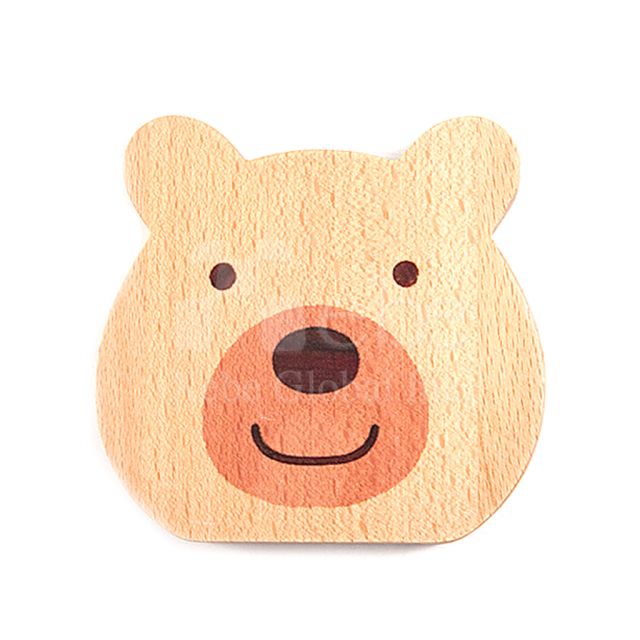 bear customized wood coster