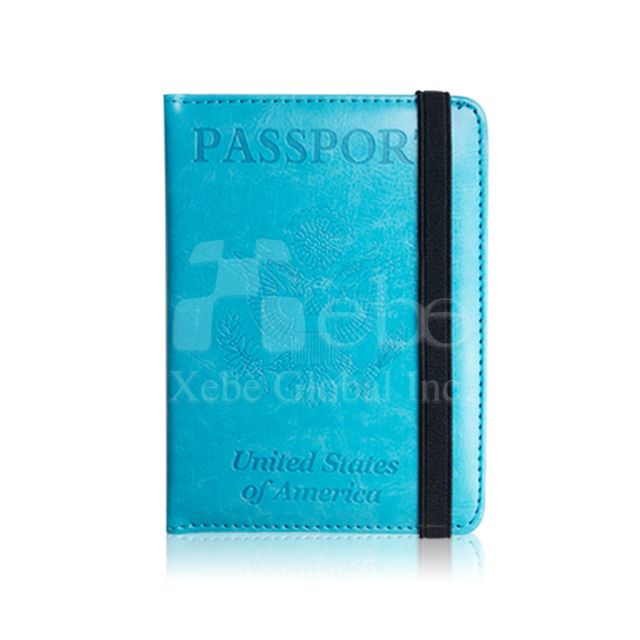marine blue passport holder with strap
