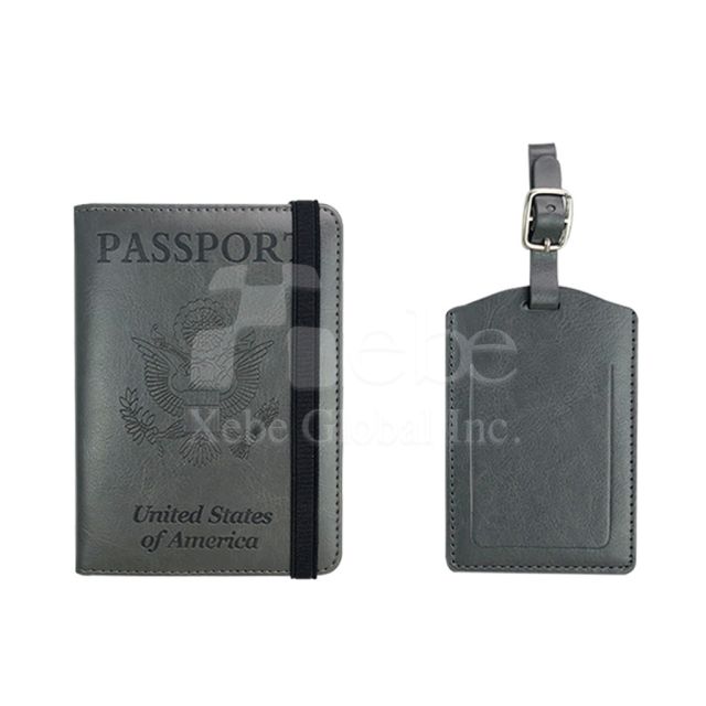 mist blue luggage tag and passport holder