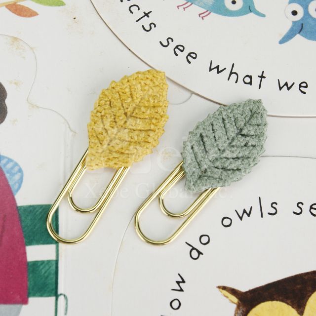 leaf shaped paper clip bookmark clip