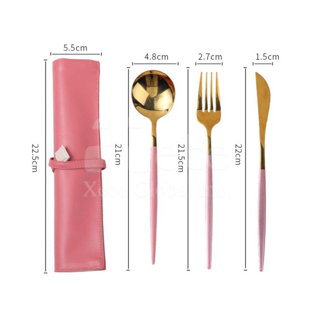 eco friendly cutlery set leather holder