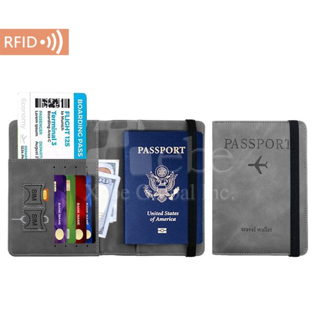 grey RFID passport holder