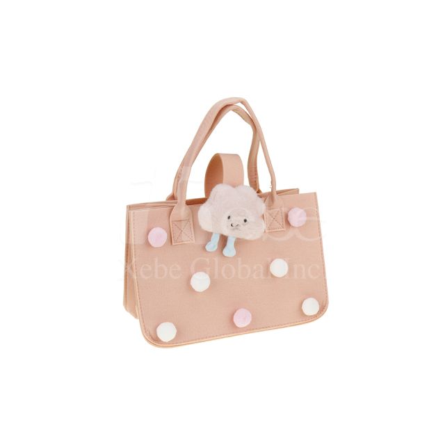 pink felt tote shopping bag