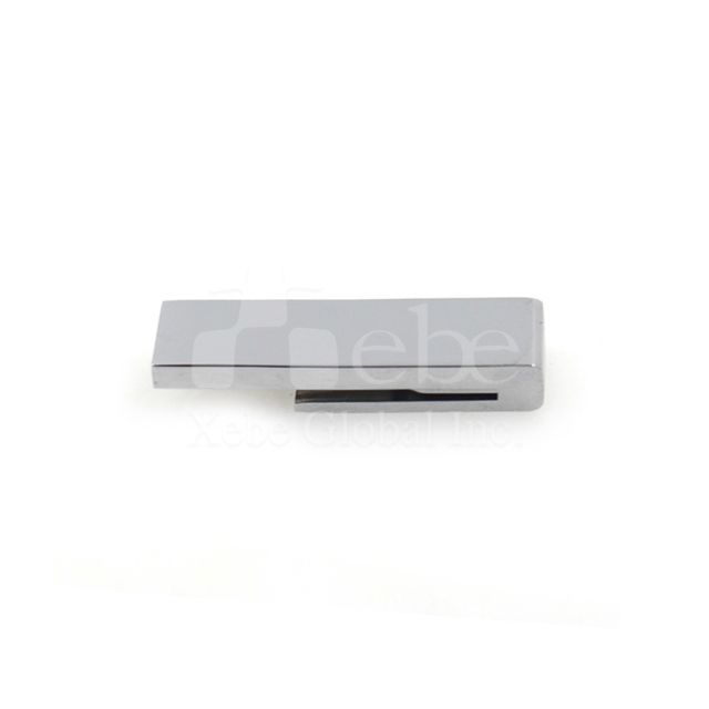 silver textured metal flash drive