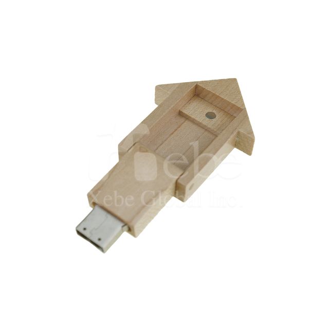 Wooden house shaped flash drive