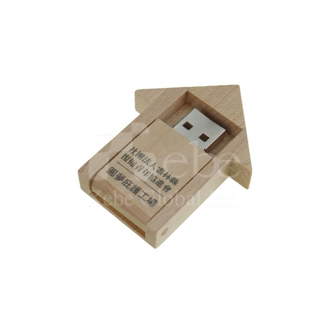 Wooden house shaped flash drive