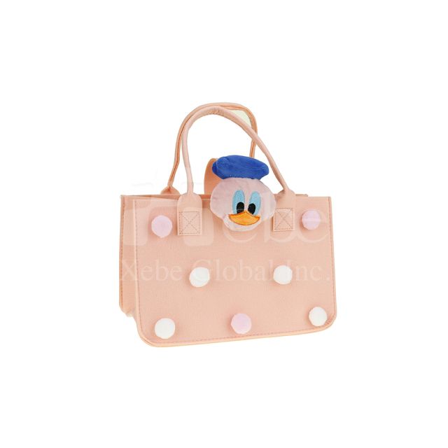 Cute duck pom pom shopping bag