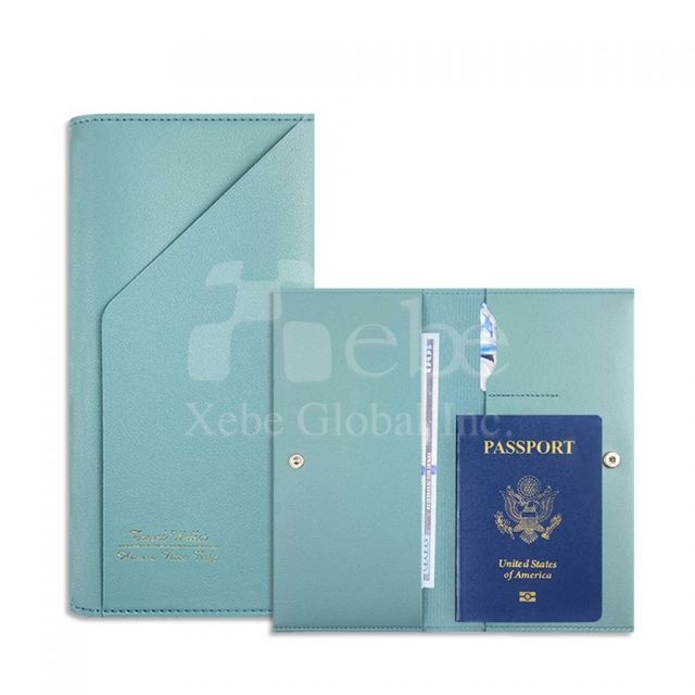 aqua blue leather passport holder