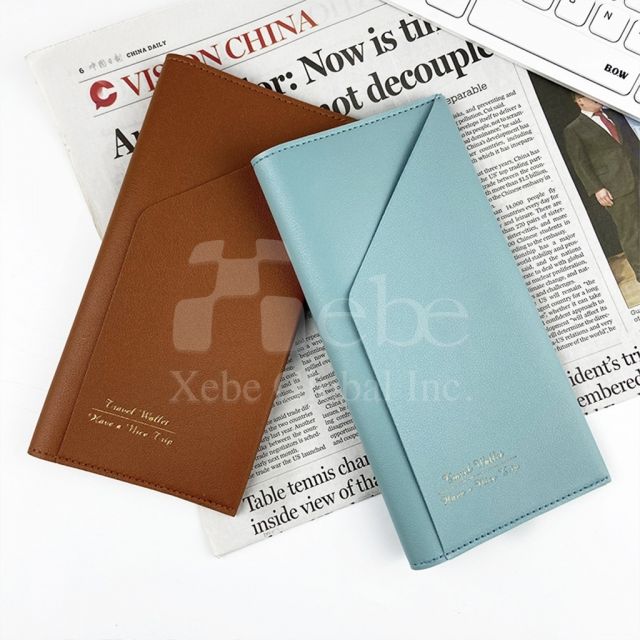 aqua blue leather passport holder