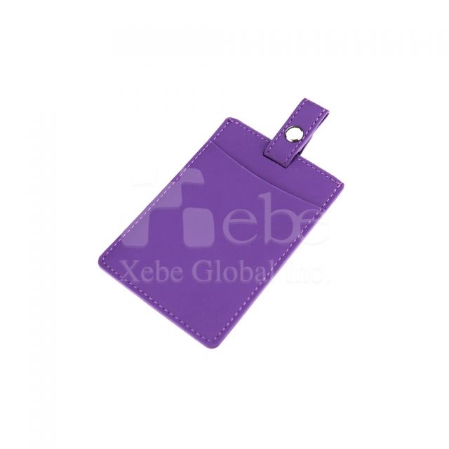 purple leather luggage tag