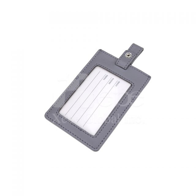 light grey leather luggage tag