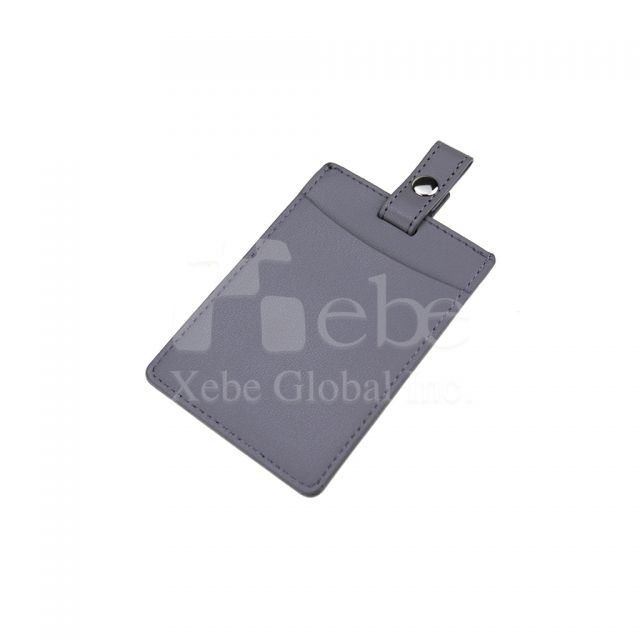 light grey leather luggage tag