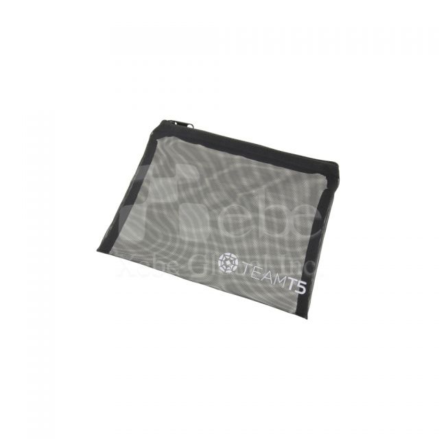 custom black mesh zipper storage bag