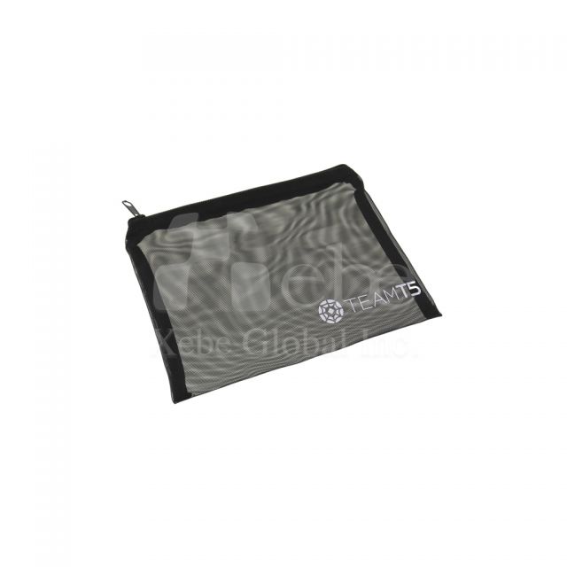 custom black mesh zipper storage bag