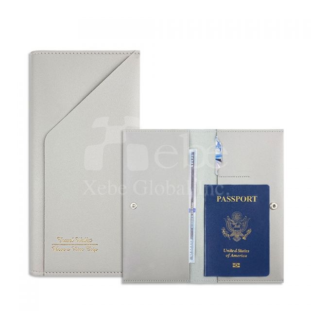 gray leather passport case multifunctional long passport holder