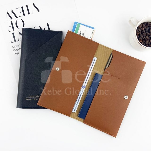 gray leather passport case multifunctional long passport holder