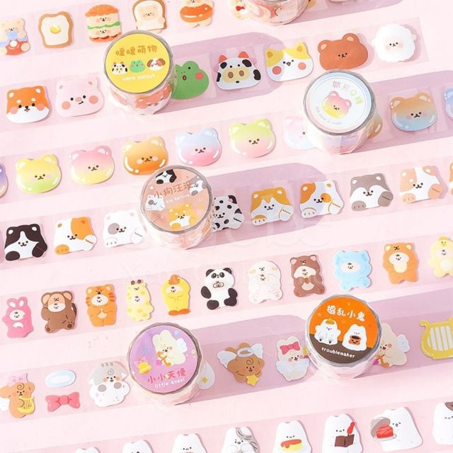 colorful bear collage tape