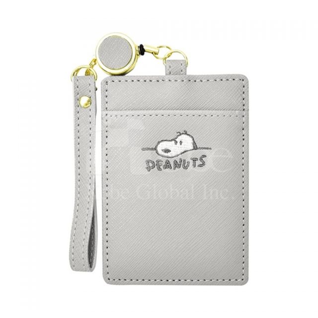 customized electro embroidered leather card holder