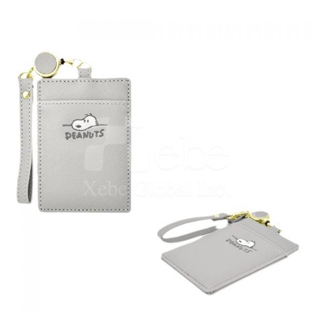 customized electro embroidered leather card holder